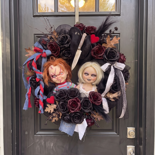 Chucky And Tiffany Halloween Wreath