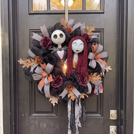 Jack & Sally Halloween Wreath